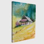 Canvas print Alpine house on a hill