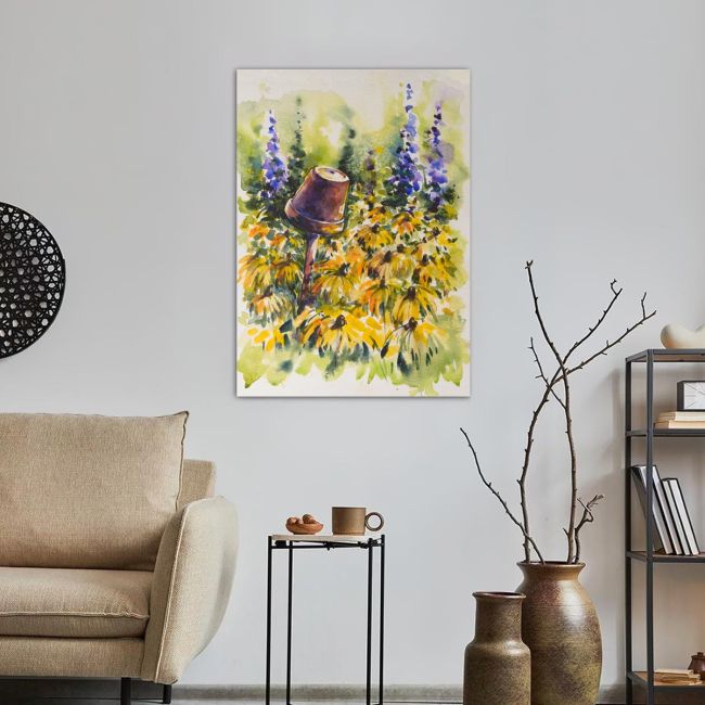 Πίνακας σε καμβά κήπος, Rudbeckia in garden