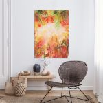 Πίνακας σε καμβά φλοράλ μοτίβο, Floral background watercolor