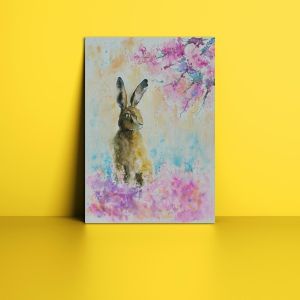 Πίνακας σε καμβά Λαγός, Hare on the spring meadow