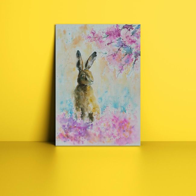 Πίνακας σε καμβά Λαγός, Hare on the spring meadow