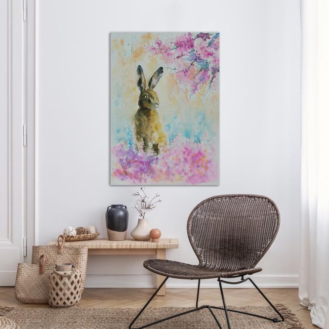 Πίνακας σε καμβά Λαγός, Hare on the spring meadow