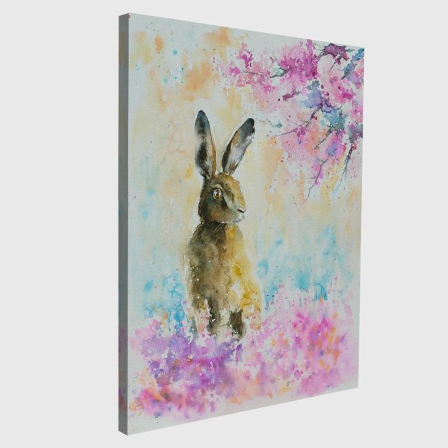 Πίνακας σε καμβά Λαγός, Hare on the spring meadow