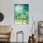 Cats town at night canvas print