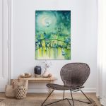 Cats town at night canvas print