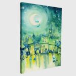 Cats town at night canvas print
