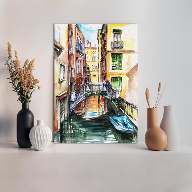 Venice canal watercolor πίνακας σε καμβά