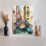 Venice canal watercolor canvas print