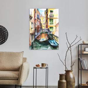 Venice canal watercolor πίνακας σε καμβά 2