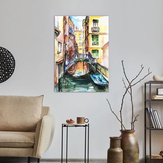 Venice canal watercolor πίνακας σε καμβά