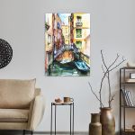 Venice canal watercolor πίνακας σε καμβά