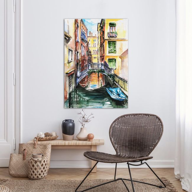 Venice canal watercolor πίνακας σε καμβά