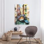 Venice canal watercolor canvas print