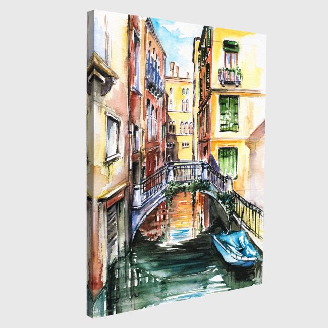 Venice canal watercolor canvas print