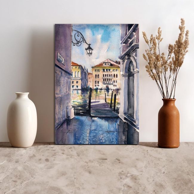 Venice architecture watercolor πίνακας σε καμβά