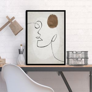 Abstract face Line art, poster