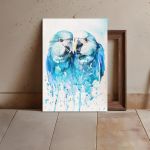 Canvas print Two little blue parrots