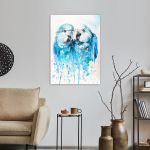 Πίνακας σε καμβά Παπαγάλοι, Two little blue parrots