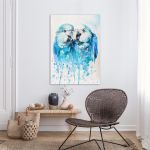 Canvas print Two little blue parrots