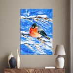 Canvas print Bullfinch in winter