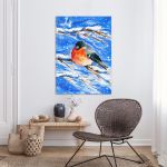 Canvas print Bullfinch in winter