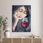 Canvas print Sad woman with small red heart