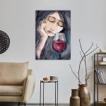 Πίνακας σε καμβά Sad woman with small red heart