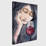 Canvas print Sad woman with small red heart