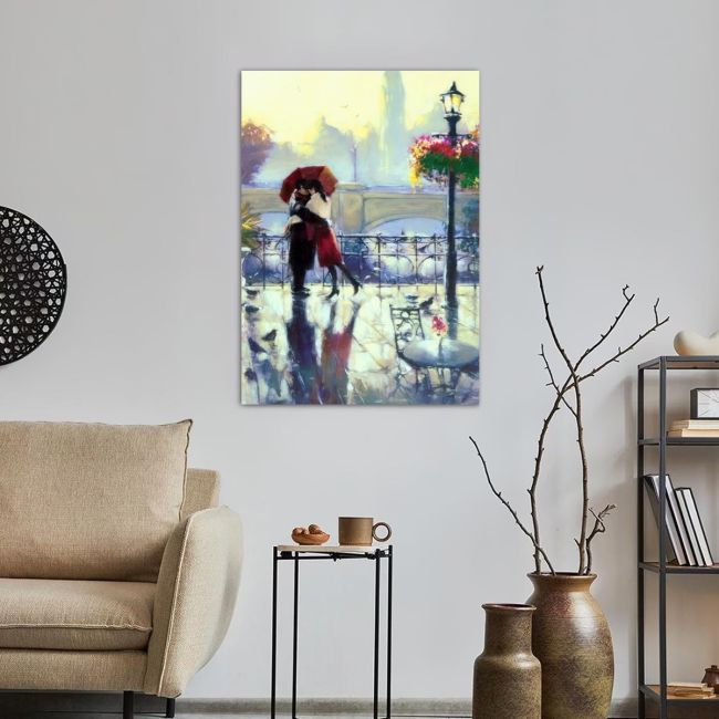 Canvas printEnamoured couple in the rain