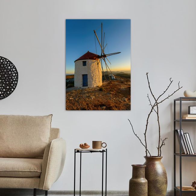 Πίνακας σε καμβά Αμοργός, Windmill In Amorgos