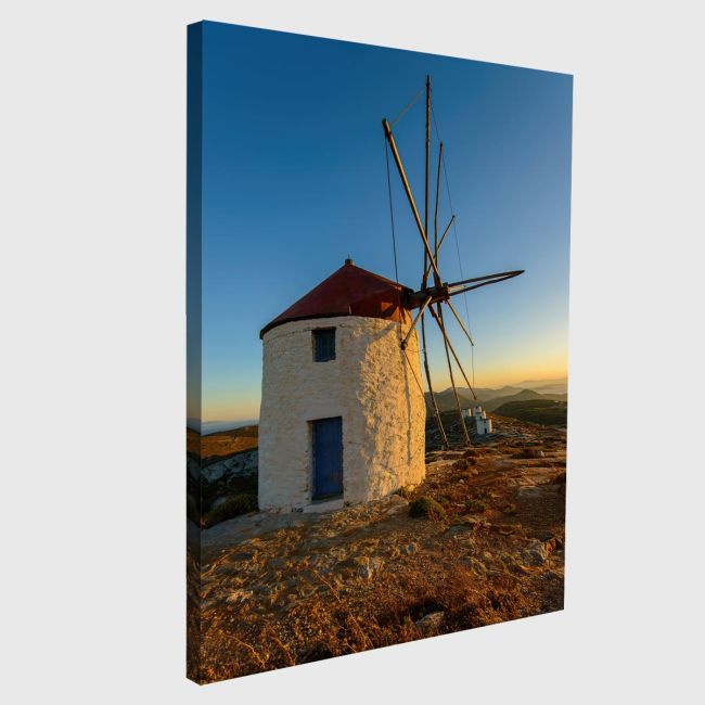 Πίνακας σε καμβά Αμοργός, Windmill In Amorgos