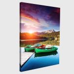 Canvas print Boats on Black lake