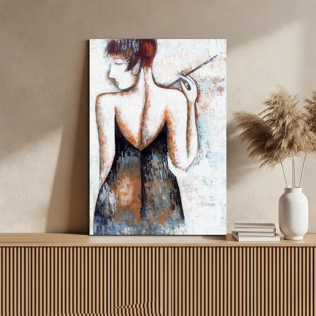 Canvas print Smoking lady