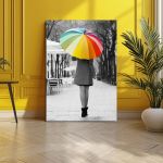 Πίνακας σε καμβά Girl with rainbow umbrella