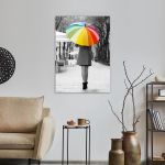 Πίνακας σε καμβά Girl with rainbow umbrella