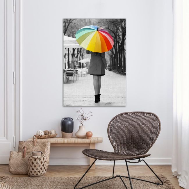 Πίνακας σε καμβά Girl with rainbow umbrella