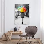 Πίνακας σε καμβά Girl with rainbow umbrella