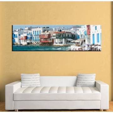 Canvas print Mykonos little Venice, panoramic
