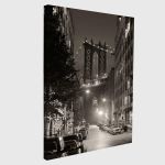 Πίνακας σε καμβά Μανχάταν γέφυρα, View of Manhattan bridge grayscale