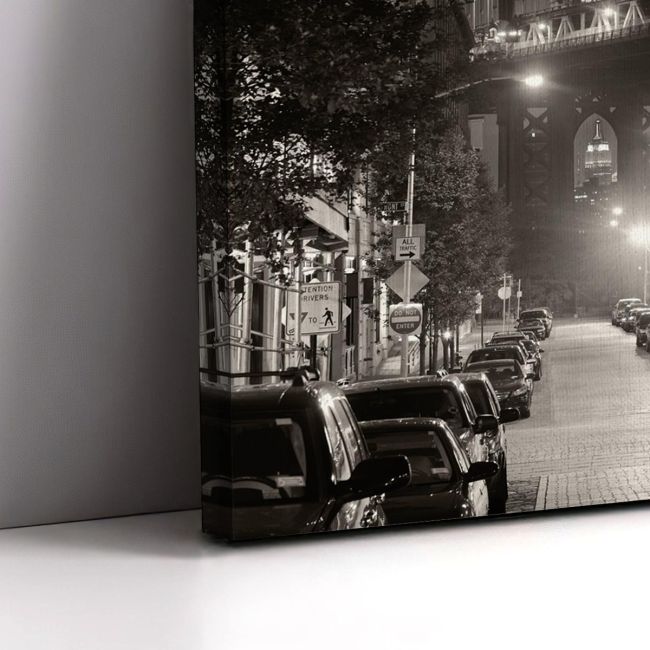 Πίνακας σε καμβά Μανχάταν γέφυρα, View of Manhattan bridge grayscale