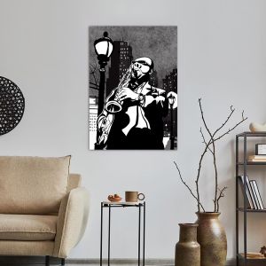 Canvas print Saxophone player in a street at night 2