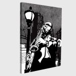 Πίνακας σε καμβά Μουσική, Saxophone player in a street at night