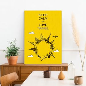 Πίνακας σε καμβά Keep Calm and love travel