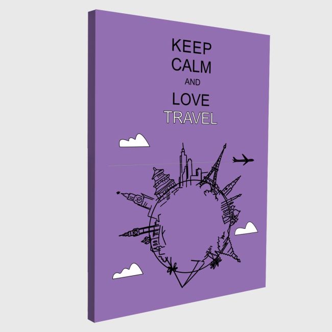Πίνακας σε καμβά Keep Calm and love travel