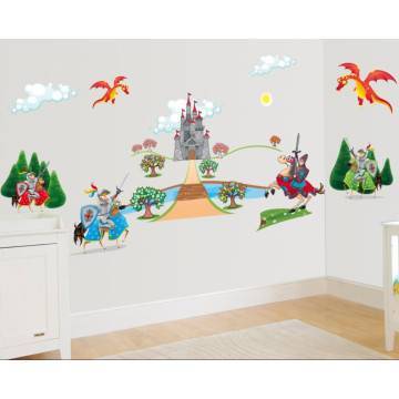 Αυτοκόλλητα τοίχου παιδικά Ιππότες , κάστρο και δράκος, μεγάλη συλλογή