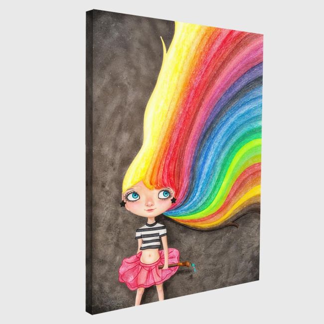 Πίνακας σε καμβά Ουράνιο τόξο, Rainbow girl