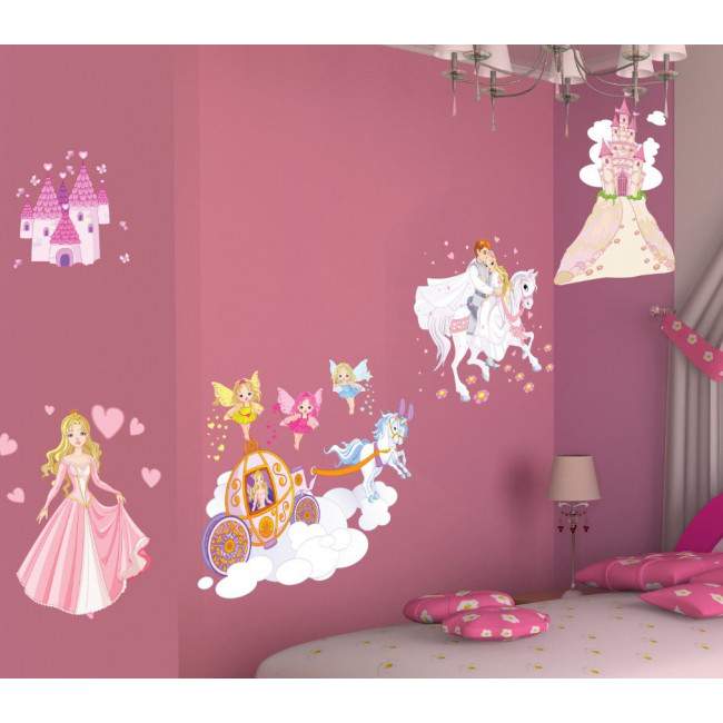 Αυτοκόλλητα τοίχου παιδικά πριγκίπισσα, νεράιδες, κάστρο, πρίγκιπας, Πριγκίπισσα και η μαγική περιπέτεια