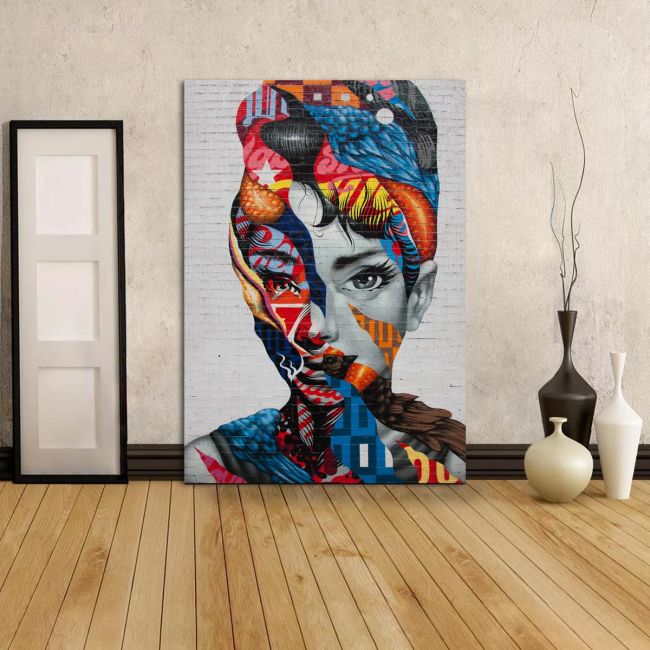 Πίνακας σε καμβά Audrey Hepburn wallpaint