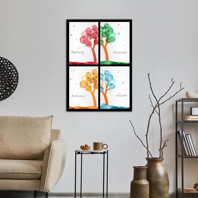Canvas print Wooden figureseasons