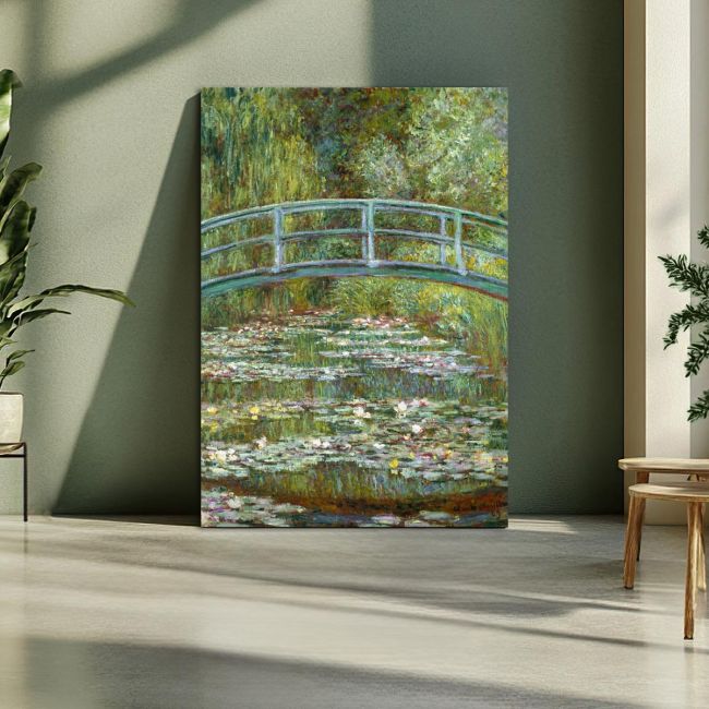 Canvas print Bridge over a pond of water lilies, Monet